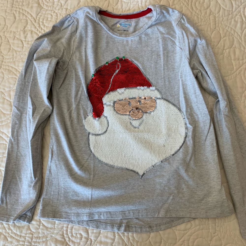 Lightning Bug mermaid sequins Santa shirt